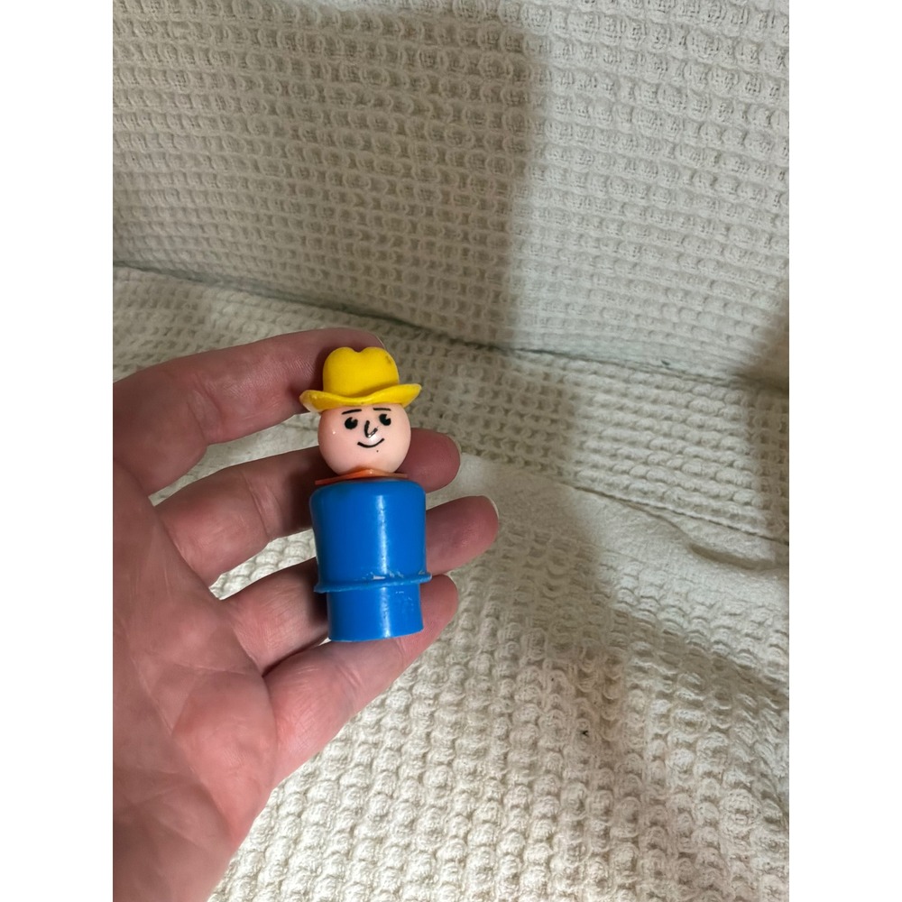 Vintage Unisex Fisher Price Little People Toy OS Blue Yellow Cowboy Hat - Picture 1 of 6